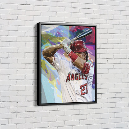 Mike Trout Pop Art Poster Los Angeles Angels Canvas Wall Art Home Decor Framed Art