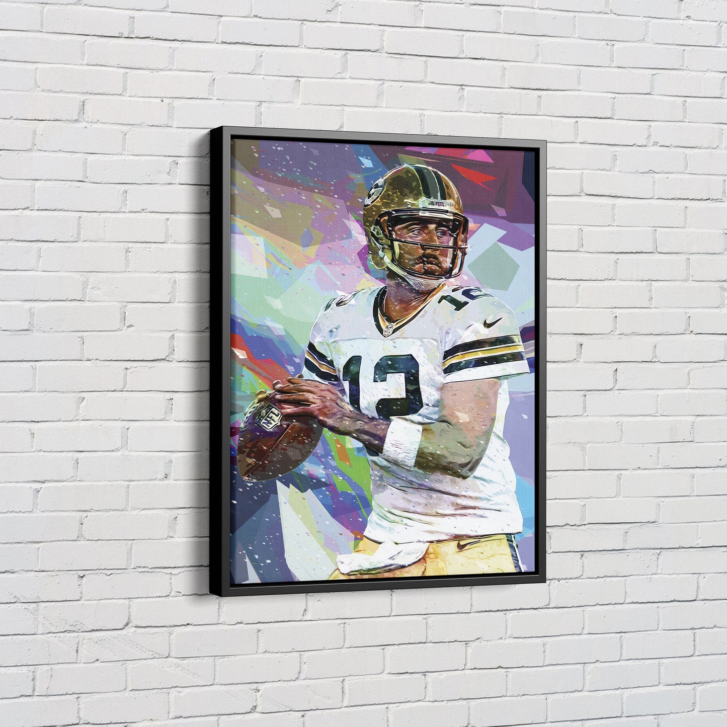 Aaron Rodgers Pop Art Poster Green Bay Packers Football Canvas Wall Art Home Decor Framed Art