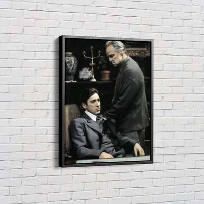 Godfather Poster Marlon Brando and Al Pacino Wall Art Home Decor Hand Made Canvas Print