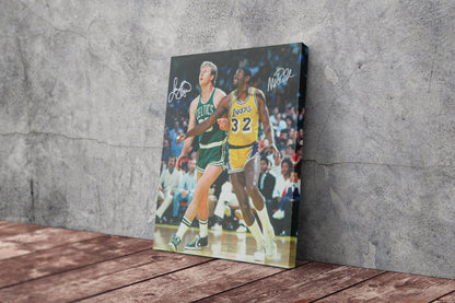 Larry Bird and Magic Johnson Poster Basketball Wall Art Home Decor Hand Made