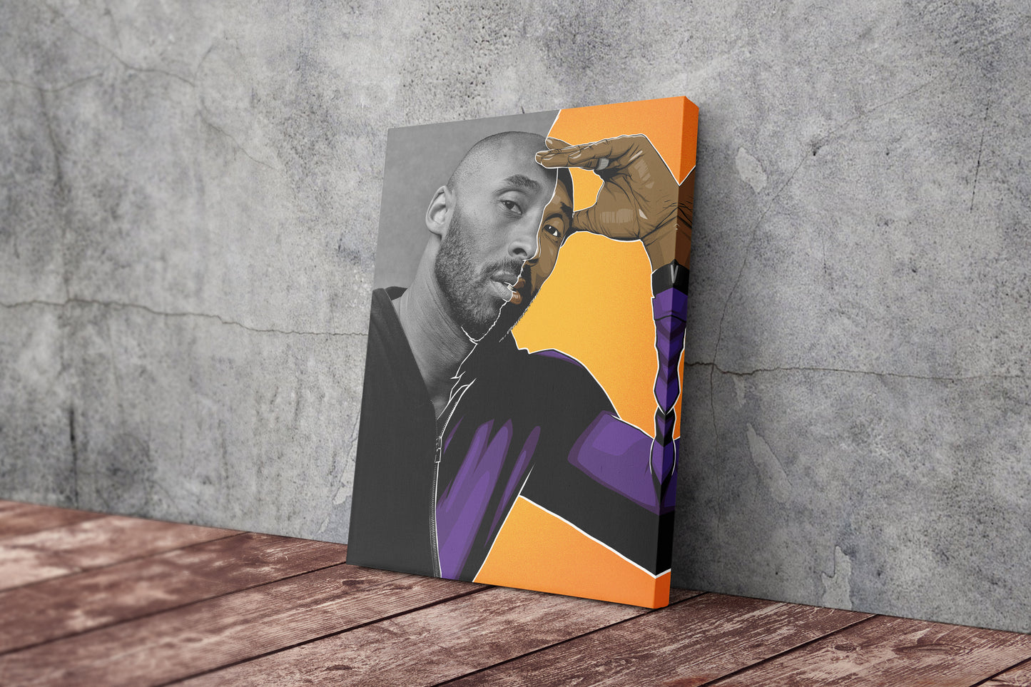 Kobe Bryant Cartoon Effect Canvas Poster Wall Art Print Home Decor Framed Art