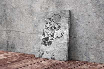 Roger Federer Poster Grunge Texture Tennis Player Canvas Wall Art Home Decor Framed Art