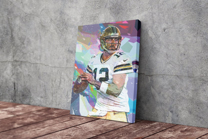 Aaron Rodgers Pop Art Poster Green Bay Packers Football Canvas Wall Art Home Decor Framed Art