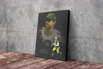 Aaron Rodgers Poster Green Bay Packers NFL Canvas Wall Art Home Decor Framed Art