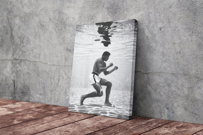 Muhammad Ali Poster Underwater Boxing Black and White Wall Art Home Decor Hand Made Canvas Print