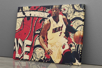 Dwyane Wade Poster Basketball Miami Heat Art Effect Canvas Wall Art Home Decor Framed Art