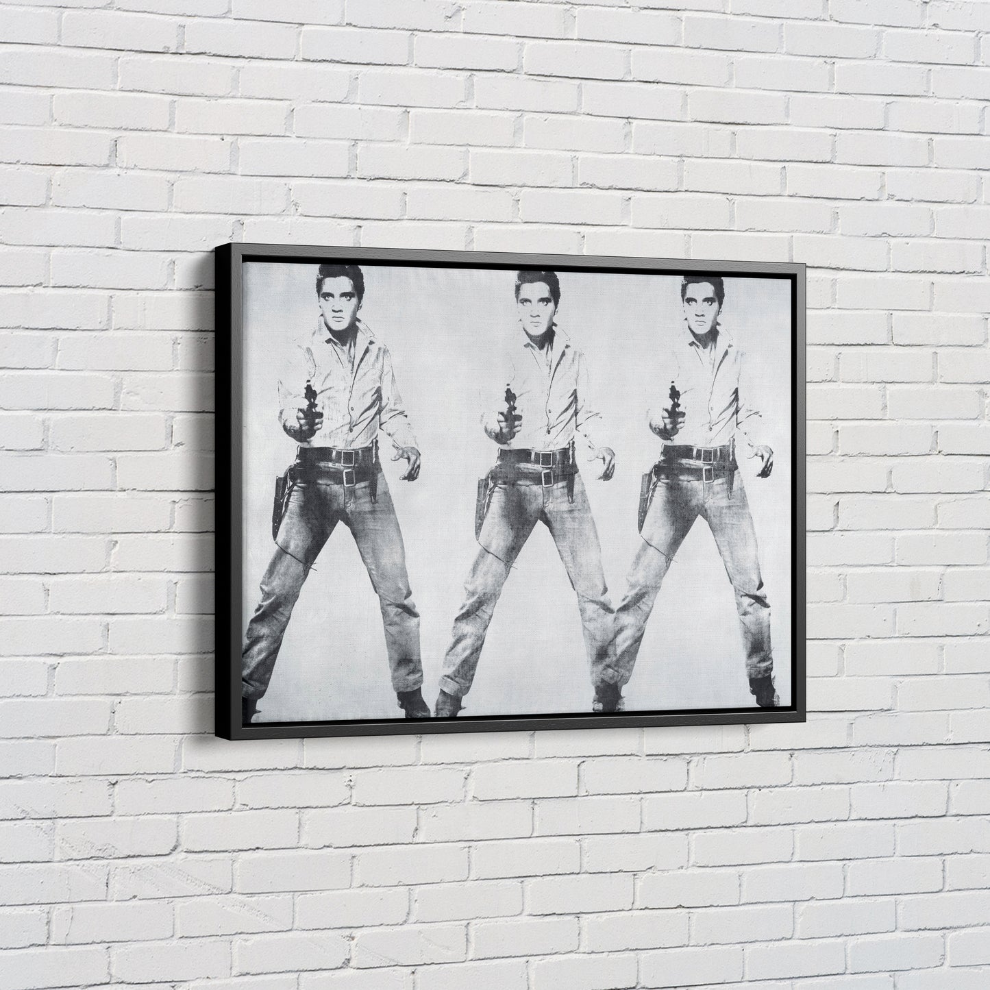 Elvis Presley Poster Triple Black and White Canvas Wall Art Home Decor Framed Art