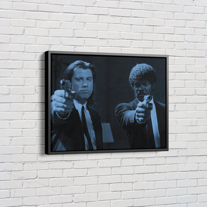 Pulp Fiction Poster John Travolta and Samuel L. Jackson Canvas Wall Art Home Decor Framed Art