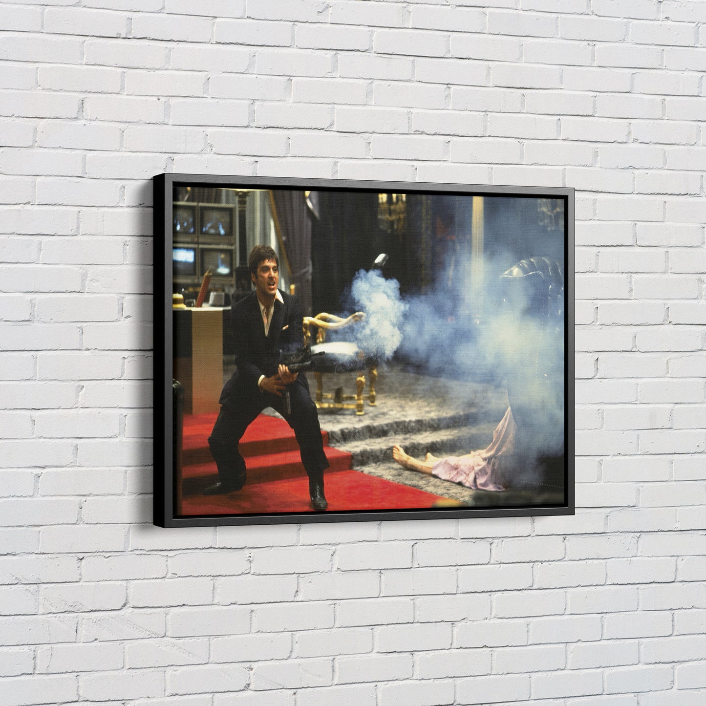 Scarface Movie Scene Poster Say Hello To My Little Friend Canvas Wall Art Home Decor Framed Art