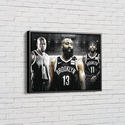 James Harden Kevin Durant Kyrie Irving Big Trio Wall Art Home Decor Hand Made Canvas Print