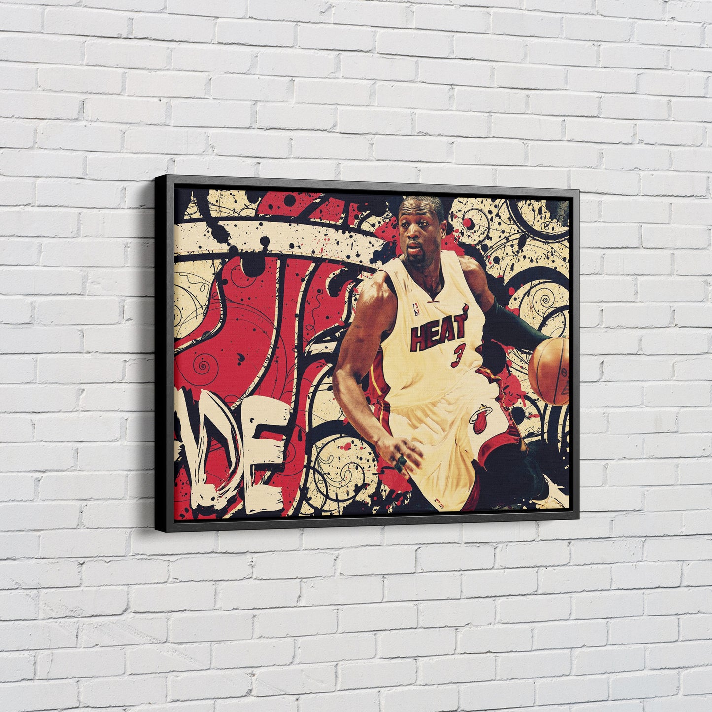 Dwyane Wade Poster Basketball Miami Heat Art Effect Canvas Wall Art Home Decor Framed Art