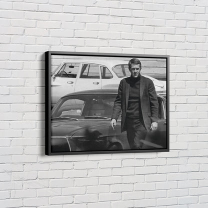 Steve McQueen Poster American Actor Famous Black and White Wall Art Home Decor Hand Made Canvas Print