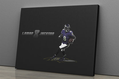 Lamar Jackson Poster Baltimore Ravens Quarterback Canvas Wall Art Home Decor Framed Art