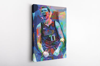 Luka Doncic Pop Art Poster Dallas Mavericks Basketball Canvas Wall Art Home Decor Framed Art