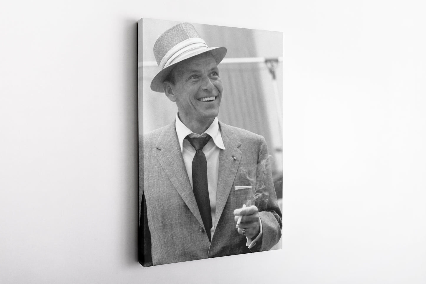 Frank Sinatra Poster Smoking Black and White Canvas Wall Art Home Decor Framed Art Poster for Home