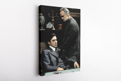 Godfather Poster Marlon Brando and Al Pacino Wall Art Home Decor Hand Made Canvas Print