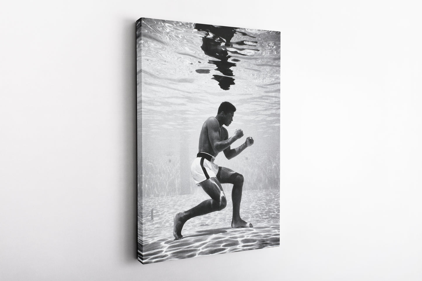 Muhammad Ali Poster Underwater Boxing Black and White Wall Art Home Decor Hand Made Canvas Print