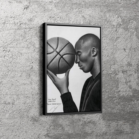 Kobe Bryant Black and White Basketball Canvas Poster Wall Art Print Home Decor Framed Art