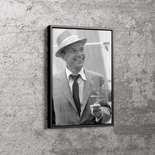 Frank Sinatra Poster Smoking Black and White Canvas Wall Art Home Decor Framed Art Poster for Home