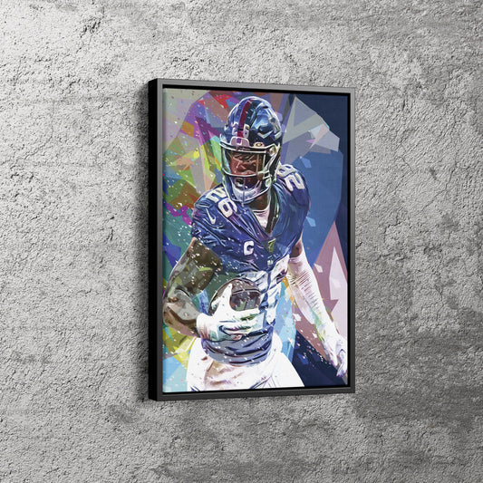 Saquon Barkley Pop Art Poster New York Giants Football Canvas Wall Art Home Decor Framed Art