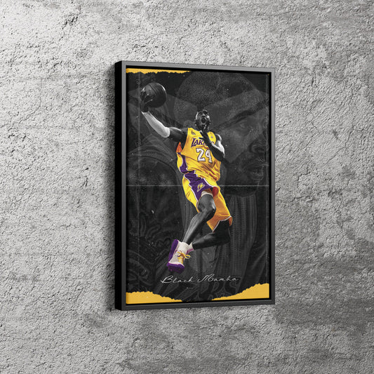 Kobe Bryant Basketball Basket Black Background Canvas Poster Wall Art Print Home Decor Framed Art