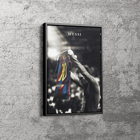 Lionel Messi Iconic Celebration Poster Barcelona Canvas Wall Art Home Decor Framed Art