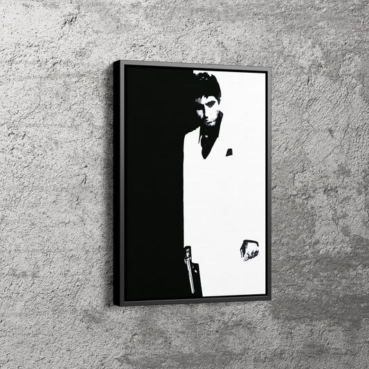 Scarface Poster Al Pacino Black and White Canvas Wall Art Home Decor Framed Art