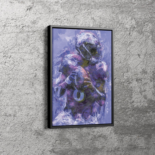 Lamar Jackson Art Poster Baltimore Ravens Painting Canvas Wall Art Home Decor Framed Art