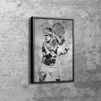 Roger Federer Poster Grunge Texture Tennis Player Canvas Wall Art Home Decor Framed Art