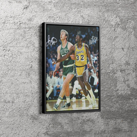 Larry Bird and Magic Johnson Poster Basketball Wall Art Home Decor Hand Made