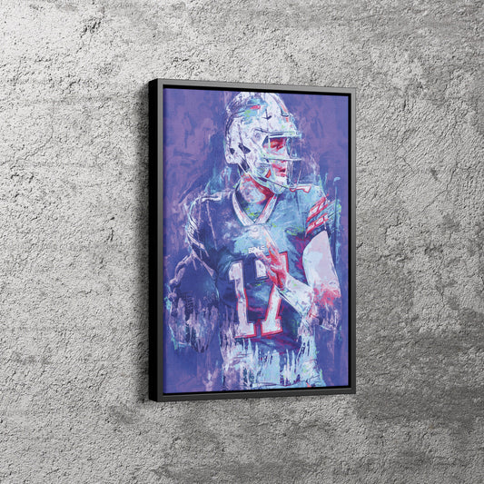 Josh Allen Art  Poster Buffalo Bills Painting Canvas Wall Art Home Decor Framed Art