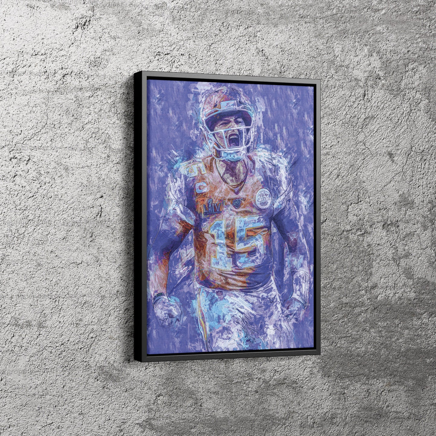 Patrick Mahomes Art Poster Kansas City Chiefs Painting Canvas Wall Art Home Decor Framed Art