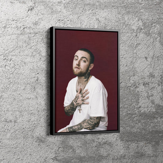 Mac Miller Poster Red Backround Single Canvas Wall Art Home Decor Framed Art