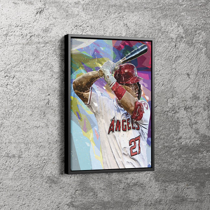 Mike Trout Pop Art Poster Los Angeles Angels Canvas Wall Art Home Decor Framed Art