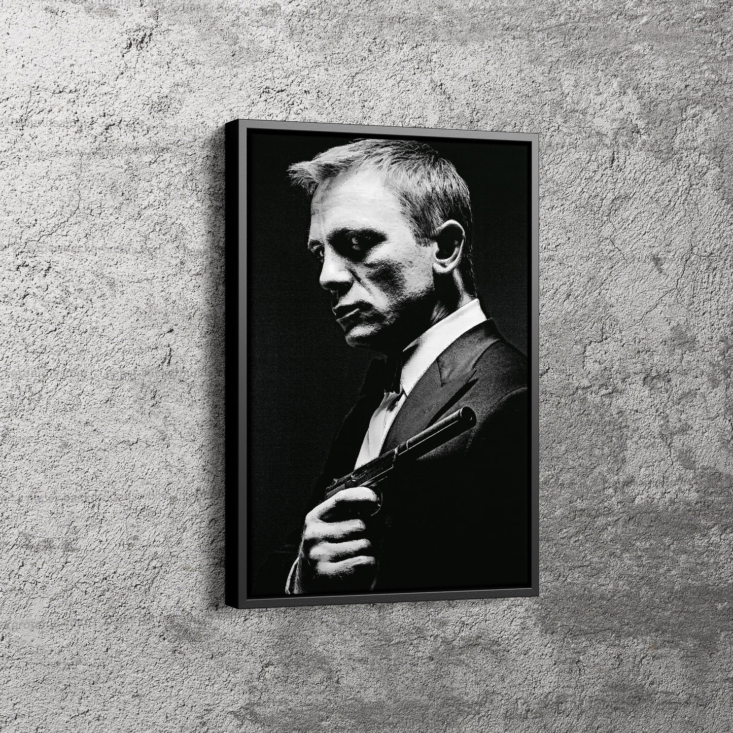 James Bond Poster Black and White Painting Canvas Wall Art Home Decor Framed Art