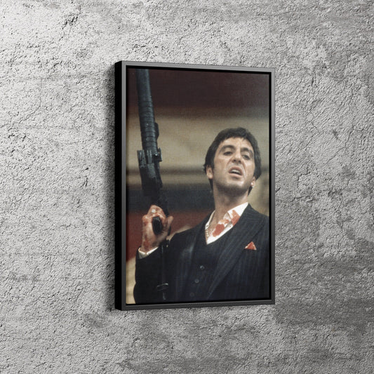 Scarface Poster Al Pacino with Gun Wall Art Canvas Canvas wall art Canvas wall decor Home Decor