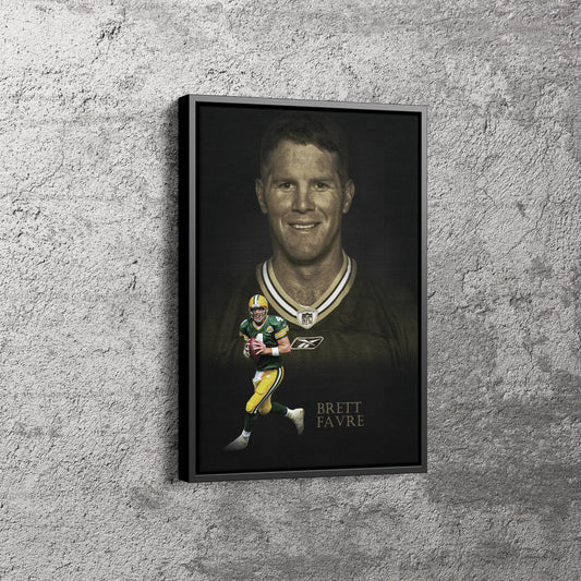 Brett Favre Poster Green Bay Packers NFL Legend Canvas Wall Art Home Decor Framed Art