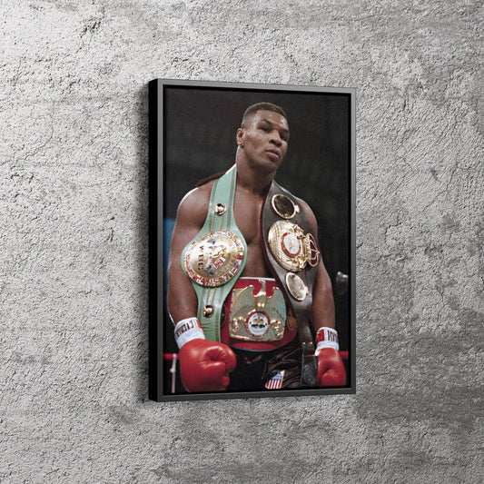 Mike Tyson With Belts Poster Boxing Canvas Wall Art Home Decor Framed Art