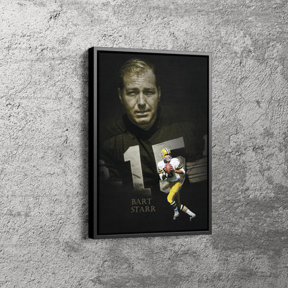 Bart Starr Poster Green Bay Packers NFL Legend Canvas Wall Art Home Decor Framed Art