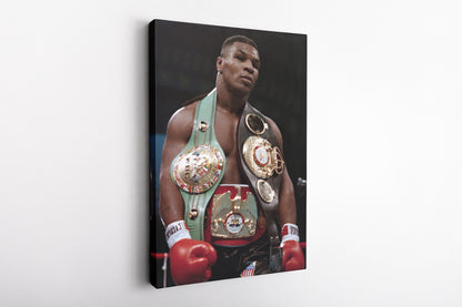 Mike Tyson With Belts Poster Boxing Canvas Wall Art Home Decor Framed Art