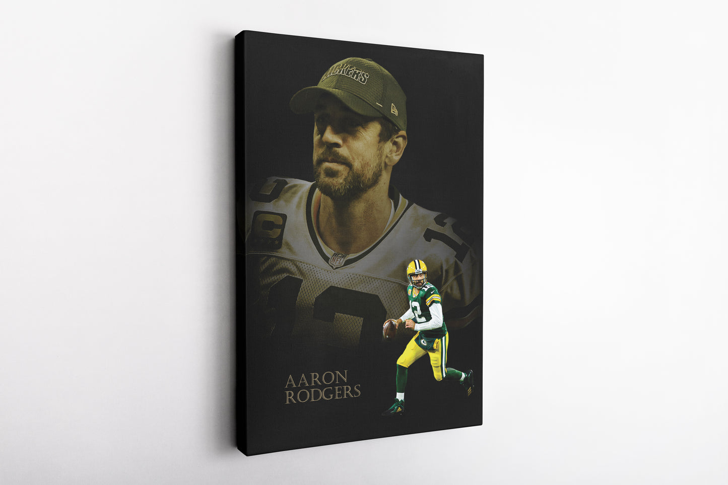 Aaron Rodgers Poster Green Bay Packers NFL Canvas Wall Art Home Decor Framed Art