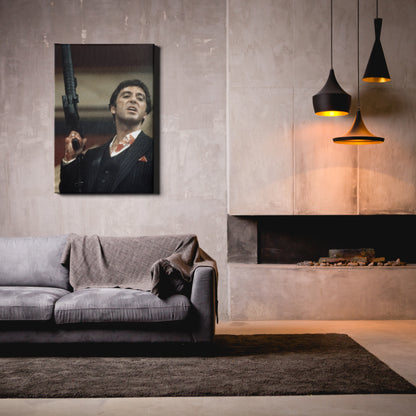 Scarface Poster Al Pacino with Gun Wall Art Canvas Canvas wall art Canvas wall decor Home Decor