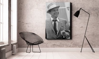 Frank Sinatra Poster Smoking Black and White Canvas Wall Art Home Decor Framed Art Poster for Home