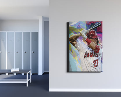 Mike Trout Pop Art Poster Los Angeles Angels Canvas Wall Art Home Decor Framed Art