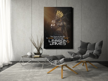 Lebron James Art Poster King Quote Cleveland Cavaliers Canvas Wall Art Home Decor Framed Art