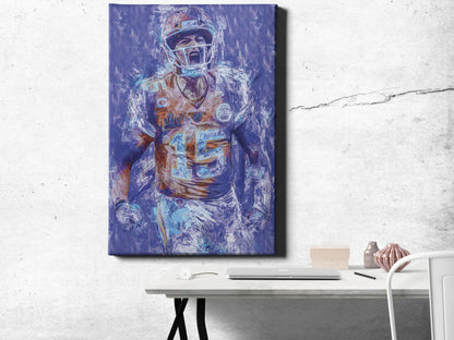 Patrick Mahomes Art Poster Kansas City Chiefs Painting Canvas Wall Art Home Decor Framed Art