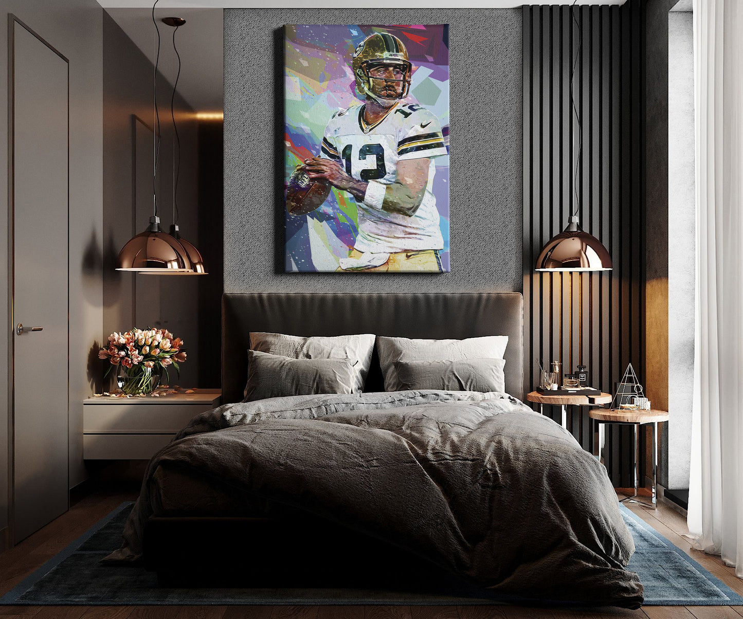 Aaron Rodgers Pop Art Poster Green Bay Packers Football Canvas Wall Art Home Decor Framed Art