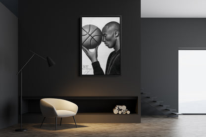 Kobe Bryant Black and White Basketball Canvas Poster Wall Art Print Home Decor Framed Art