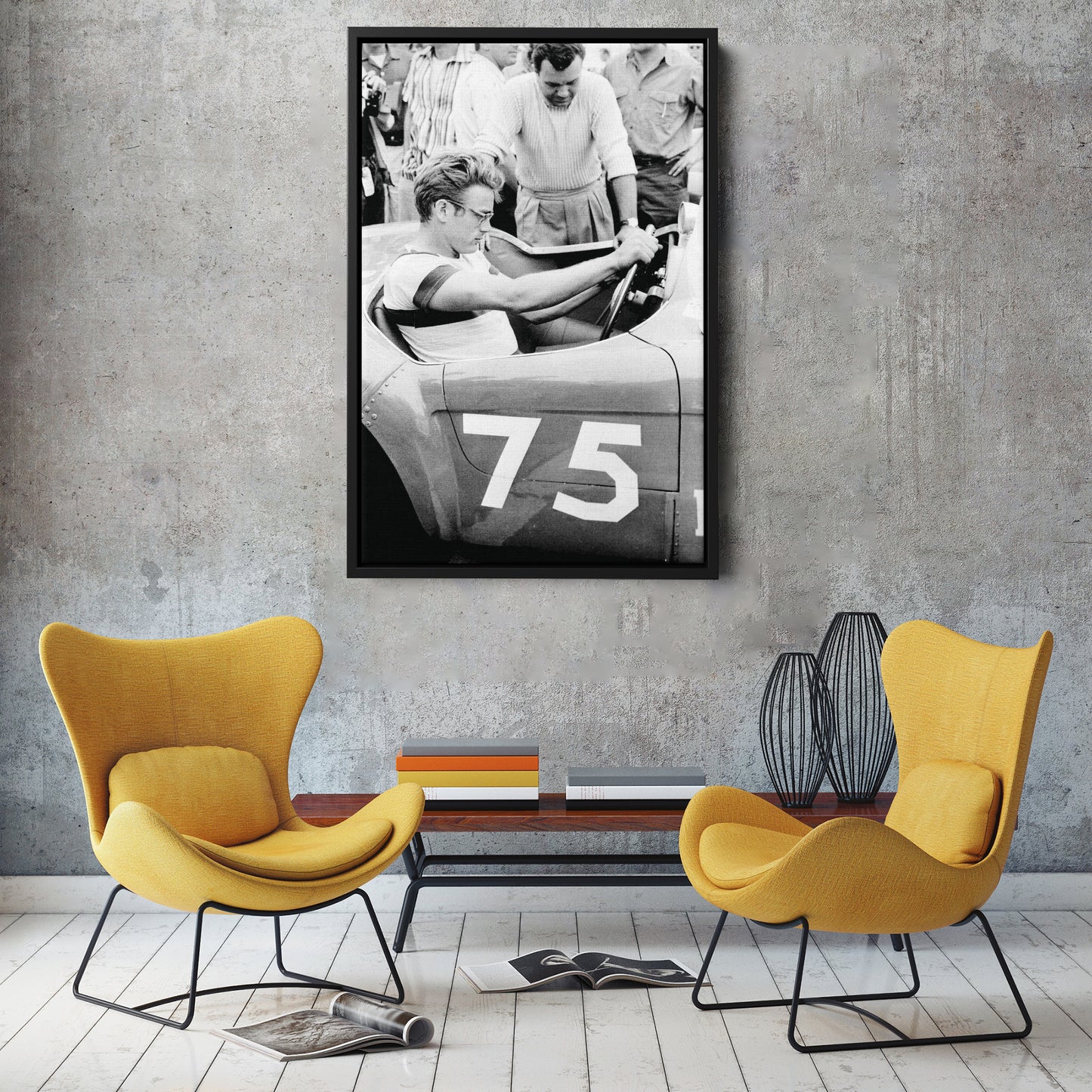 James Dean Car Retro Poster Movie Icon Canvas Wall Art Home Decor Framed Art