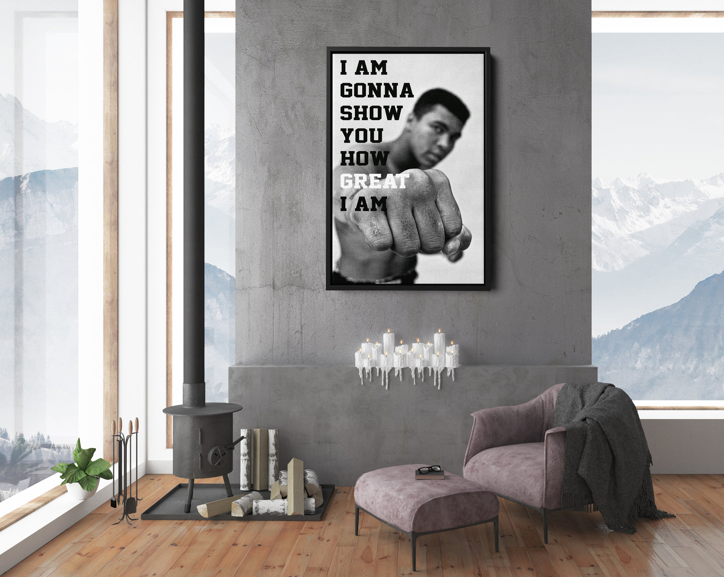 Muhammed Ali Quote Poster Black and White Boxing Legend Canvas Wall Art Home Decor Framed Art